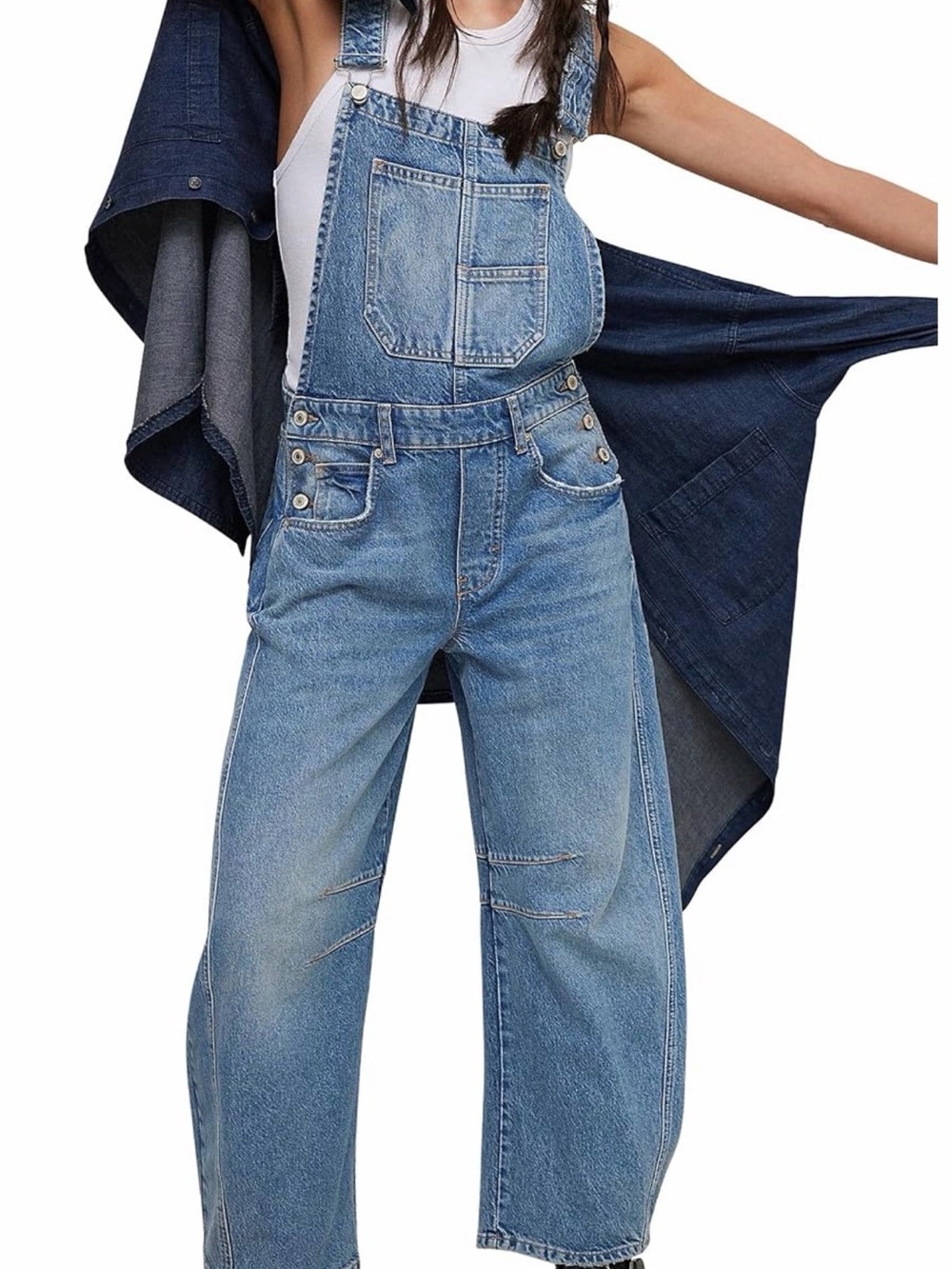 Barrel Classic Blue Denim Overalls - Women Jeans - Picture 2 of 4